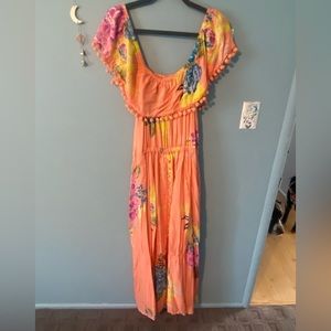 Rare Farm Rio/Anthropologie off shoulder maxi dress